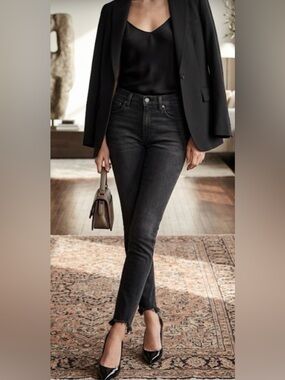 rag & bone Black Washed Skinny Low-Rise Jeans